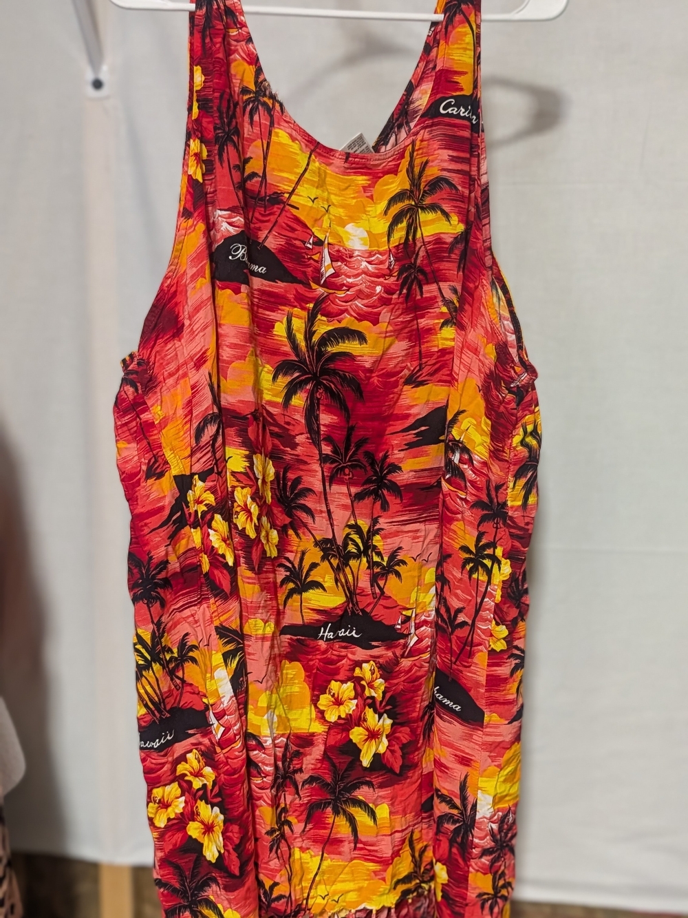 Tropical Palm Swim Coverup - Red & Yellow